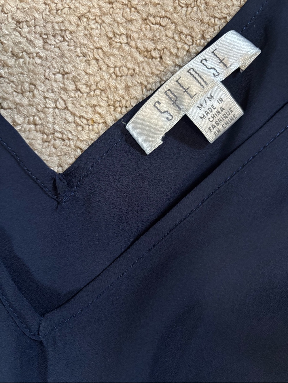 Spense | Navy Blue Peplum Top (M) - Picture 5 of 10